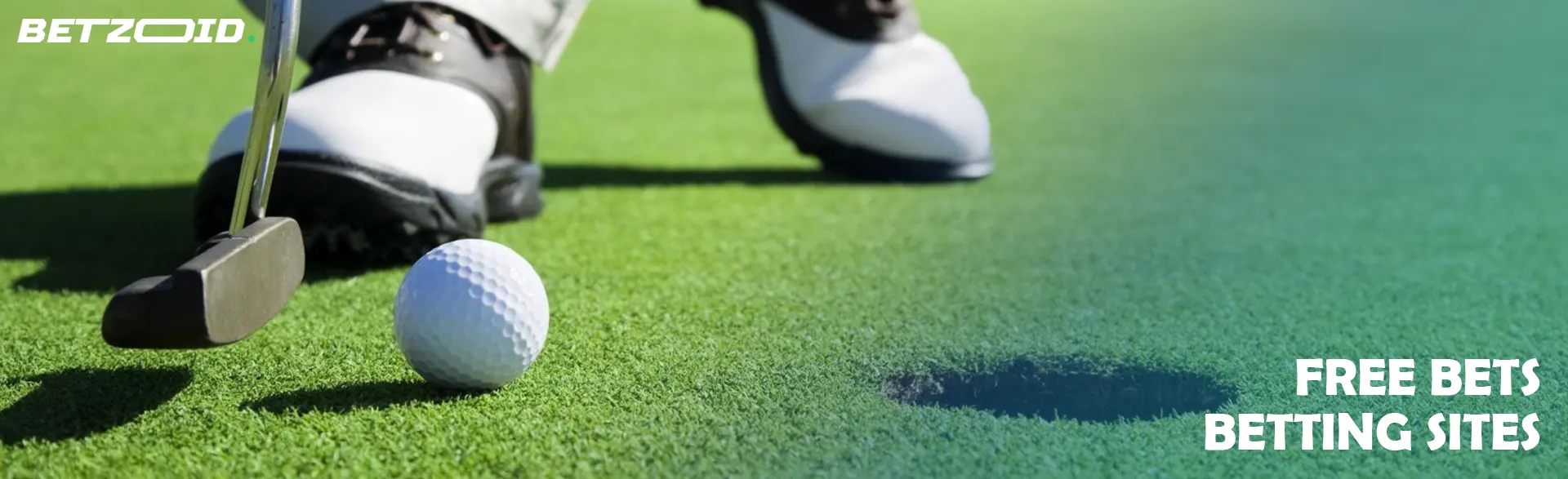 A golfer prepares to make a shot.