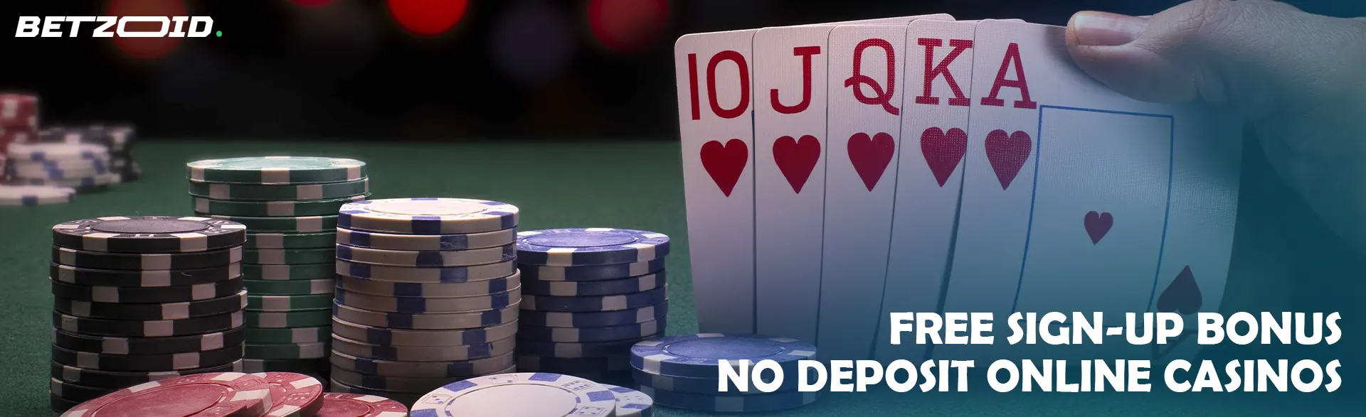 The player holds the cards next to the casino chips.