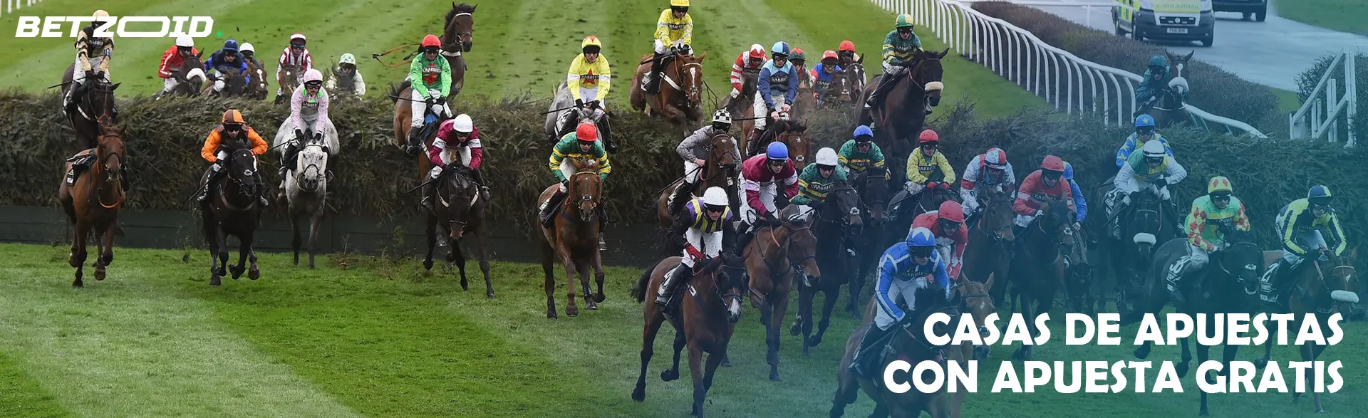 Jinetes a caballo durante una carrera.