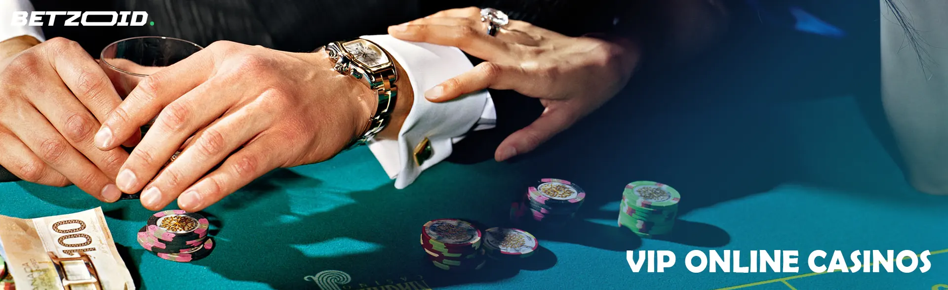 VIP player in the casino at the table with chips.