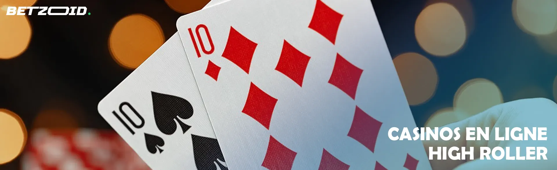 Deux cartes sur fond de lumières de casino.