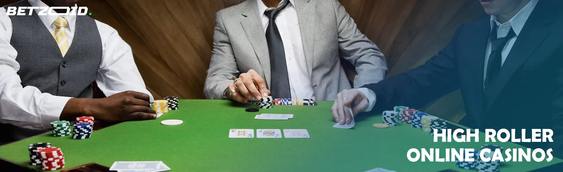 Players sit around a casino table.