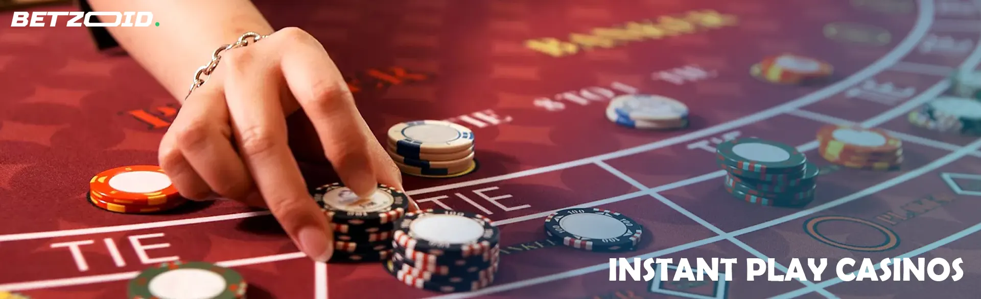 The player places chips on the casino table.