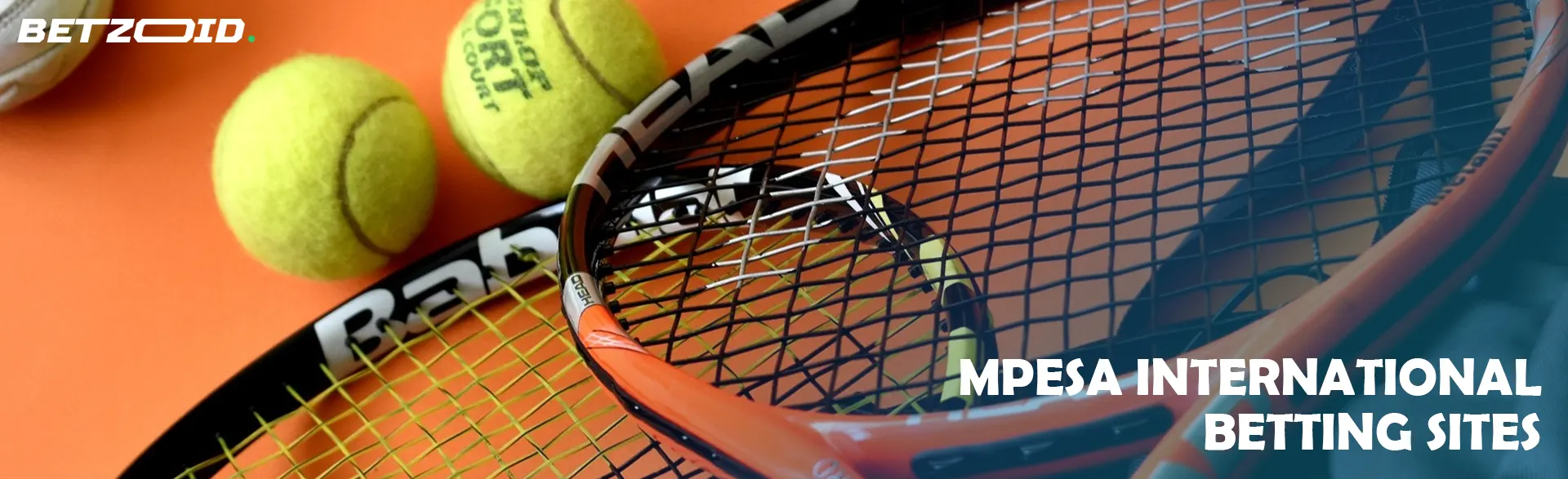 Tennis rackets and balls on an orange background.