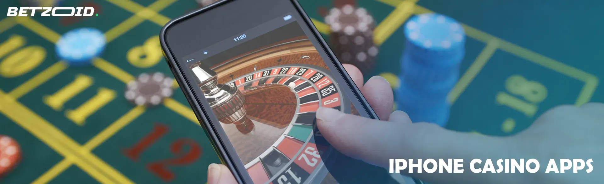 The player is holding a phone with a virtual roulette.
