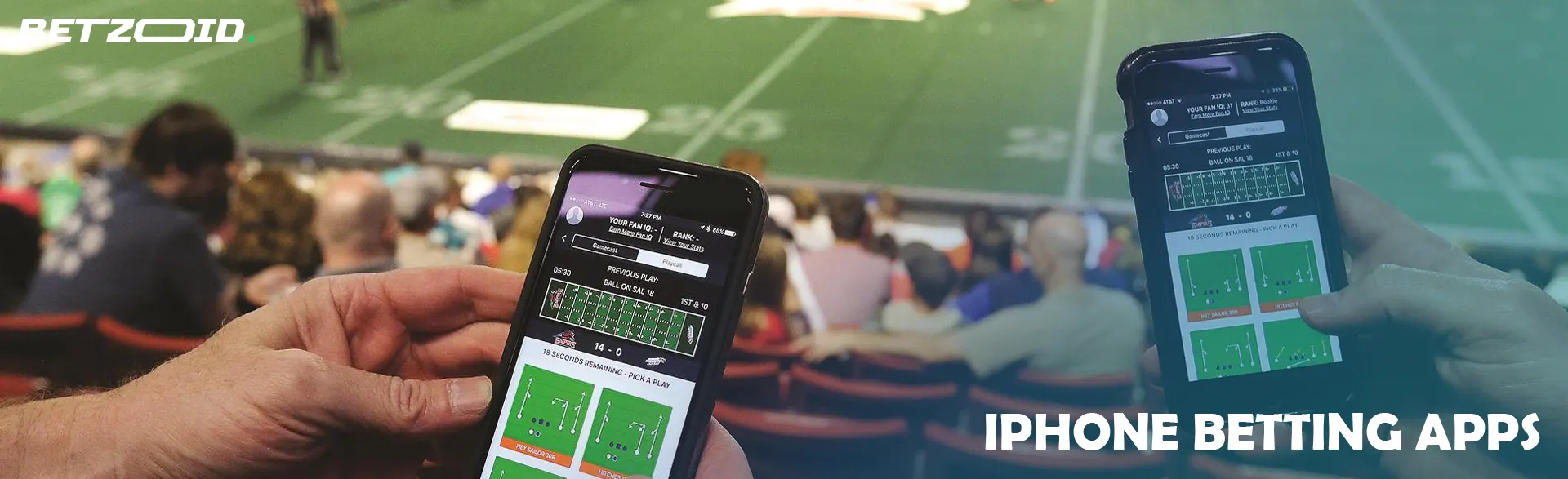 People hold iPhones in their hands while sitting in the stands.