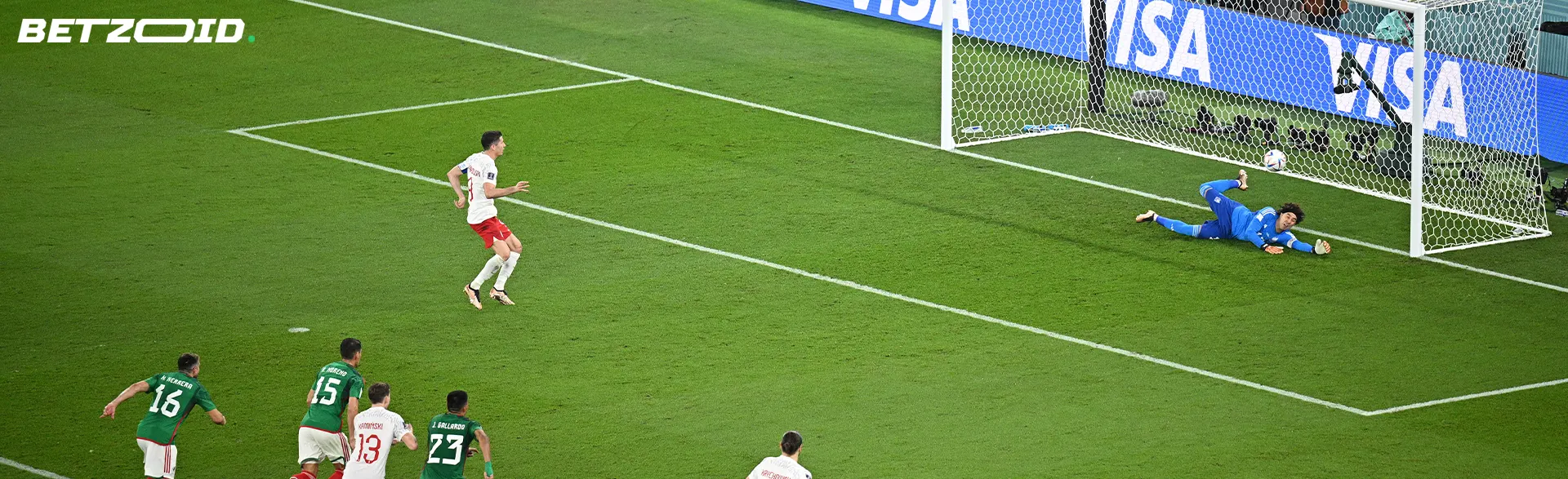 Football players on the field during the match.