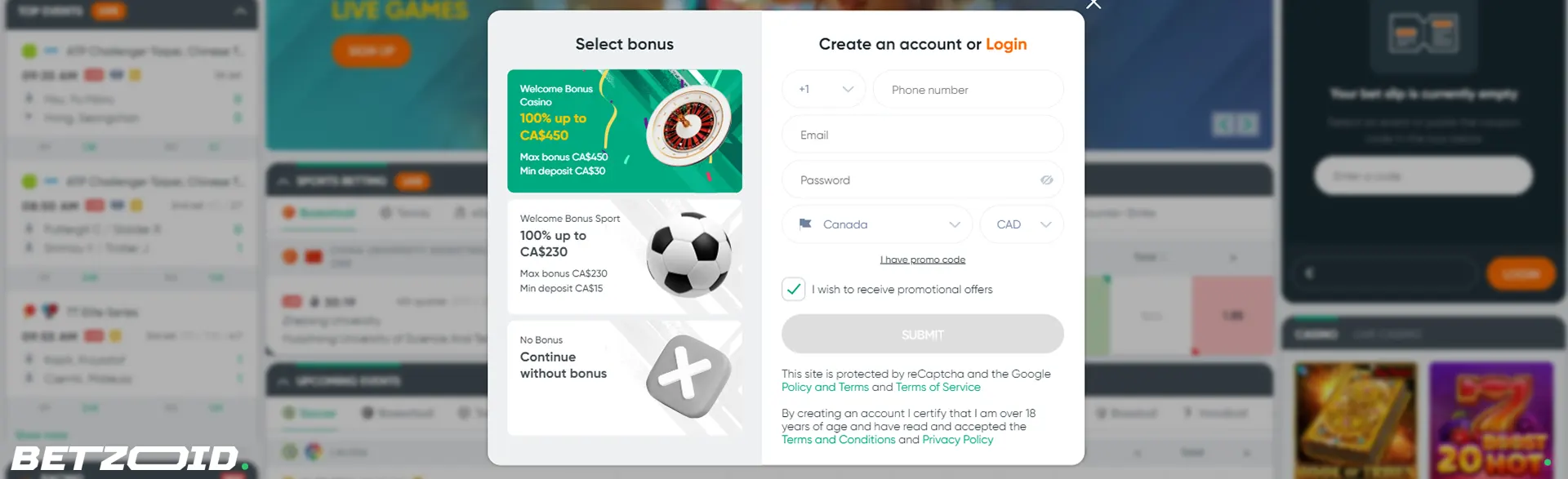 Ivibet Canada account creation and bonuses.