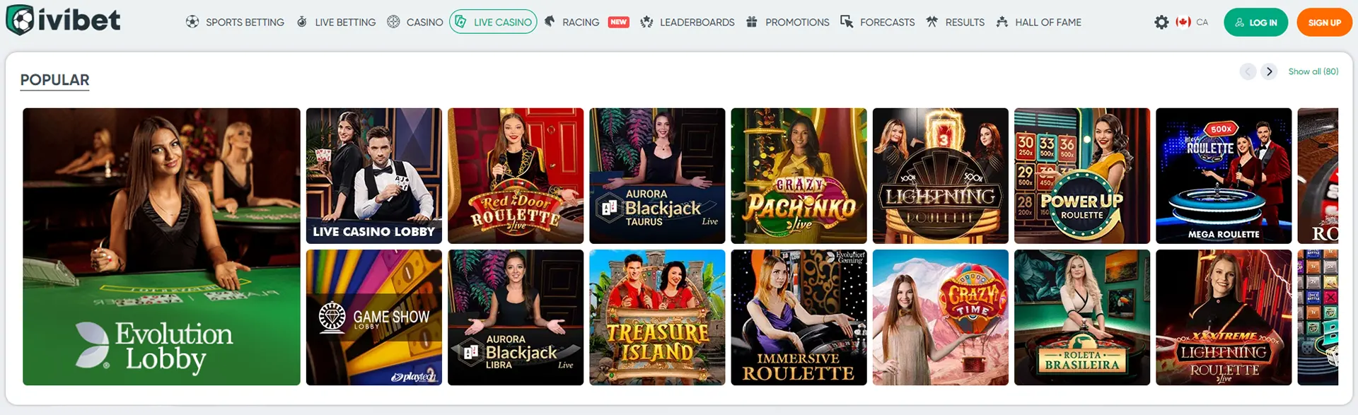 Popular casino games at Ivibet.
