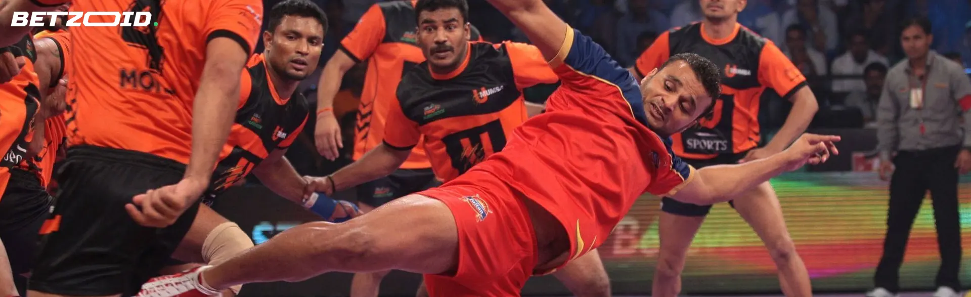 Kabaddi players during the game.