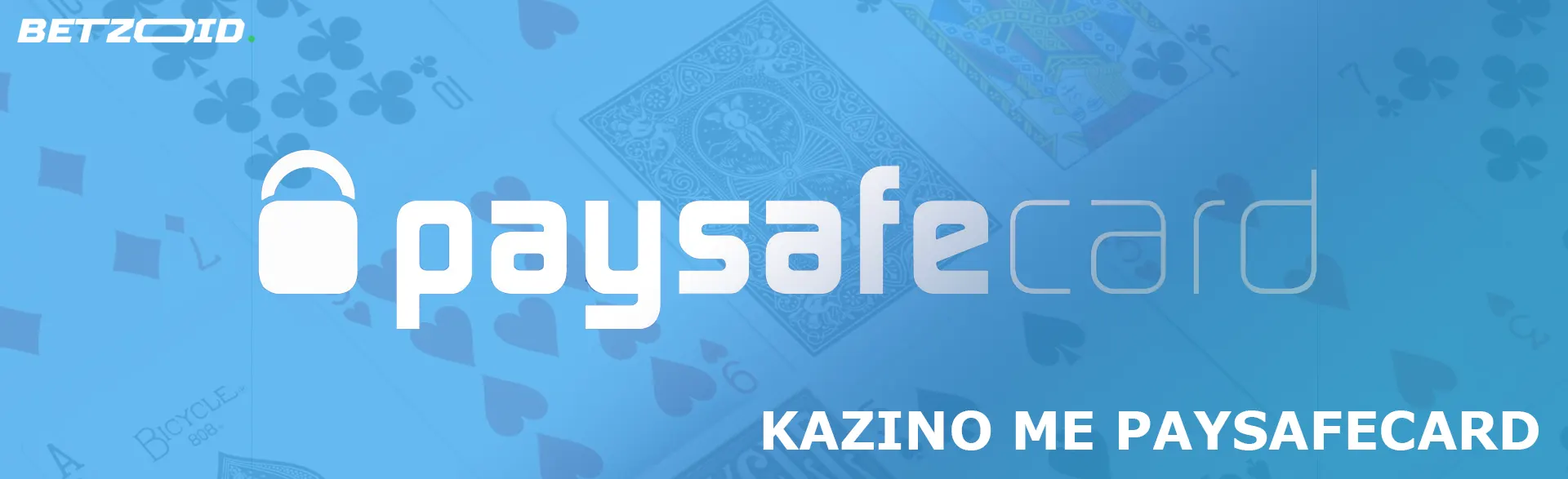 Λογότυπο Paysafecard στο φόντο των τραπουλόχαρτων.