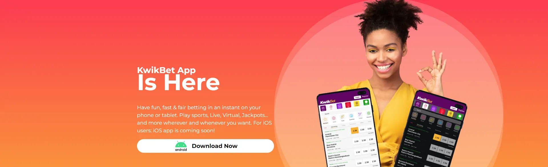 Overview of the field for downloading the Kwikbet mobile app.