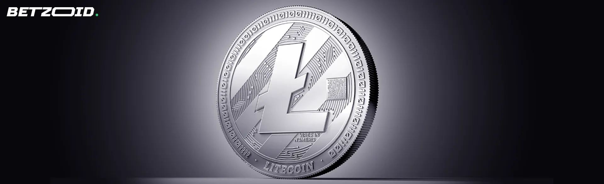 Litecoin érme sötét háttér előtt.