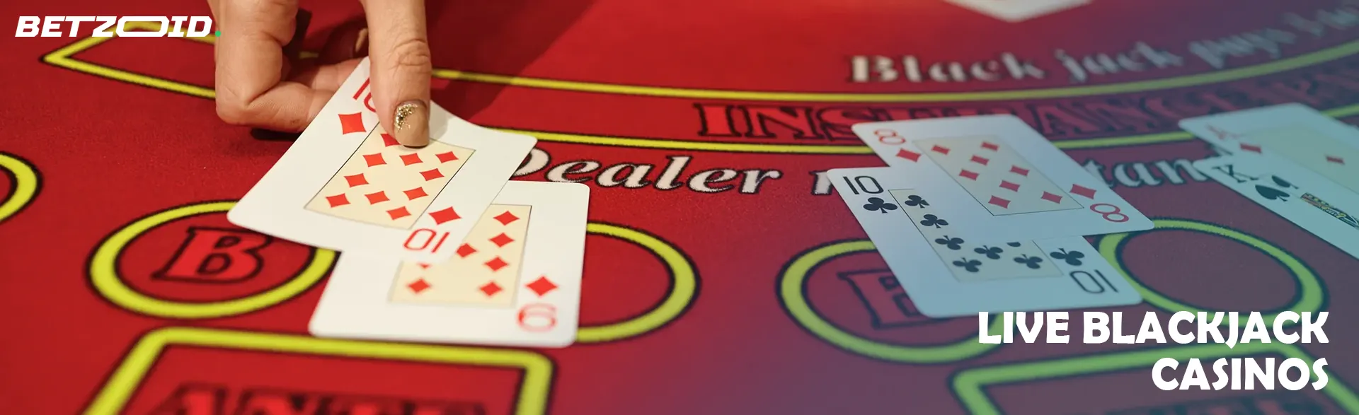 The player lays the cards on the casino table.