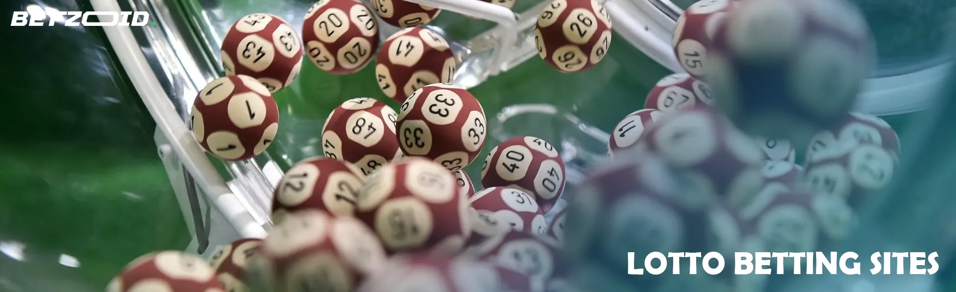Lottery balls in the machine for drawing.