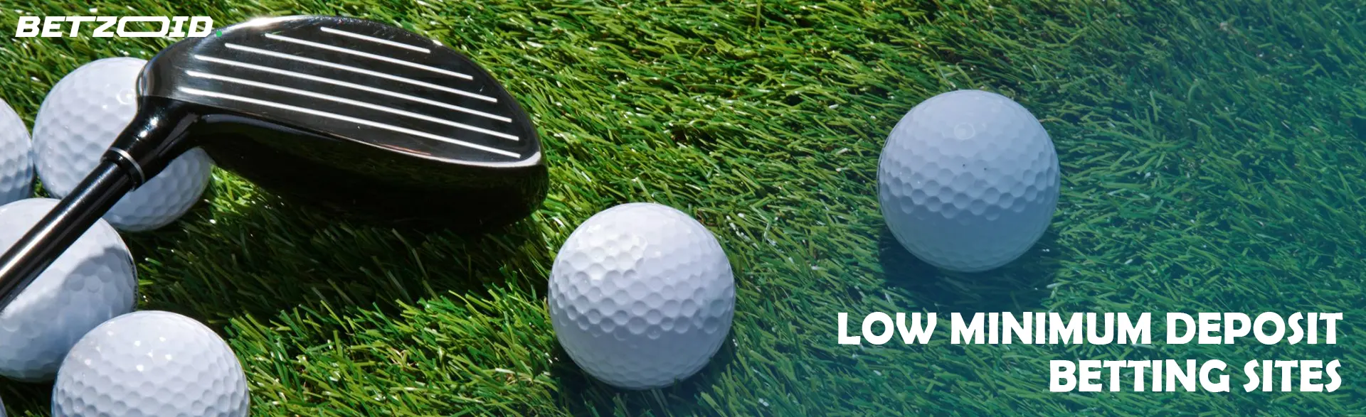 A golf club and balls lie on the grass.