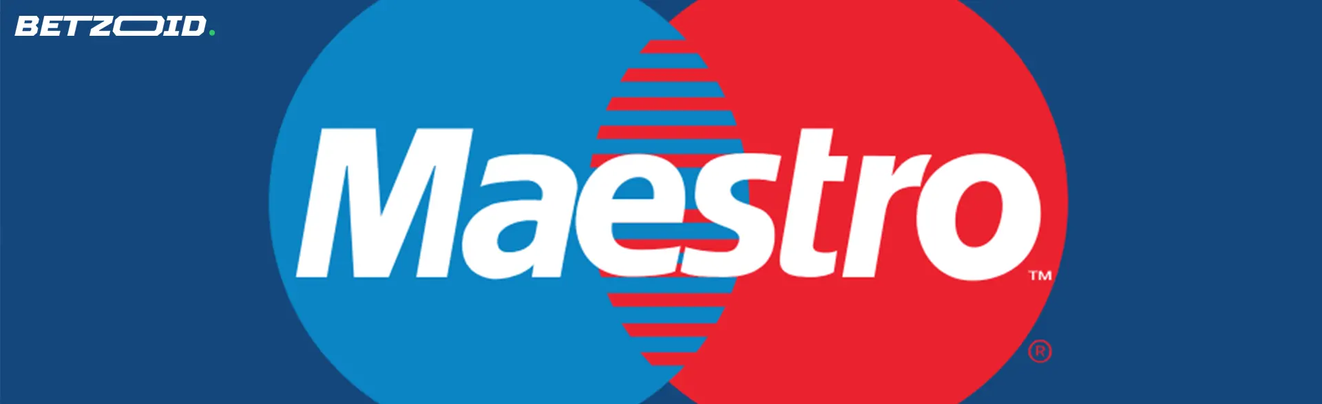 Logo del sistema di pagamento Maestro su sfondo blu-rosso.