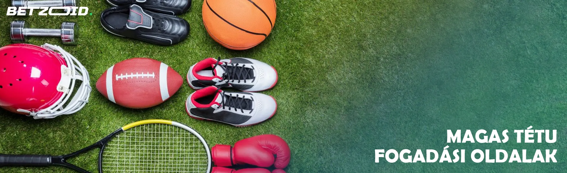 Sportfelszerelések hevernek a fűben.