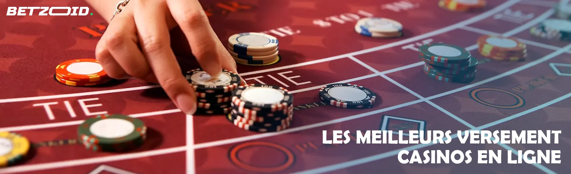 Le joueur place des jetons sur la table du casino.