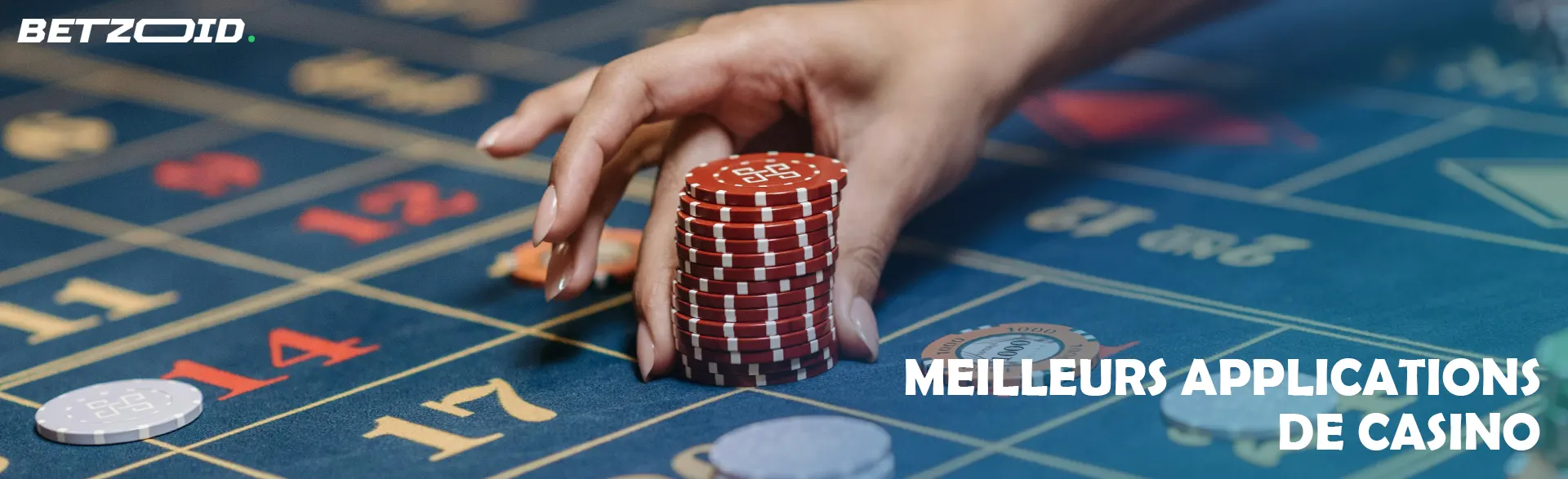 Le joueur place des jetons sur la table du casino.