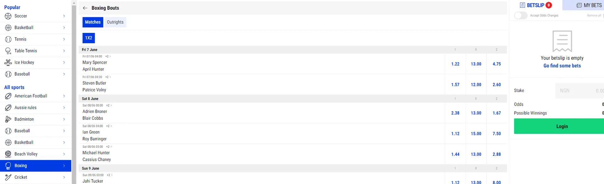 Bet on boxing bouts on NairaBet.