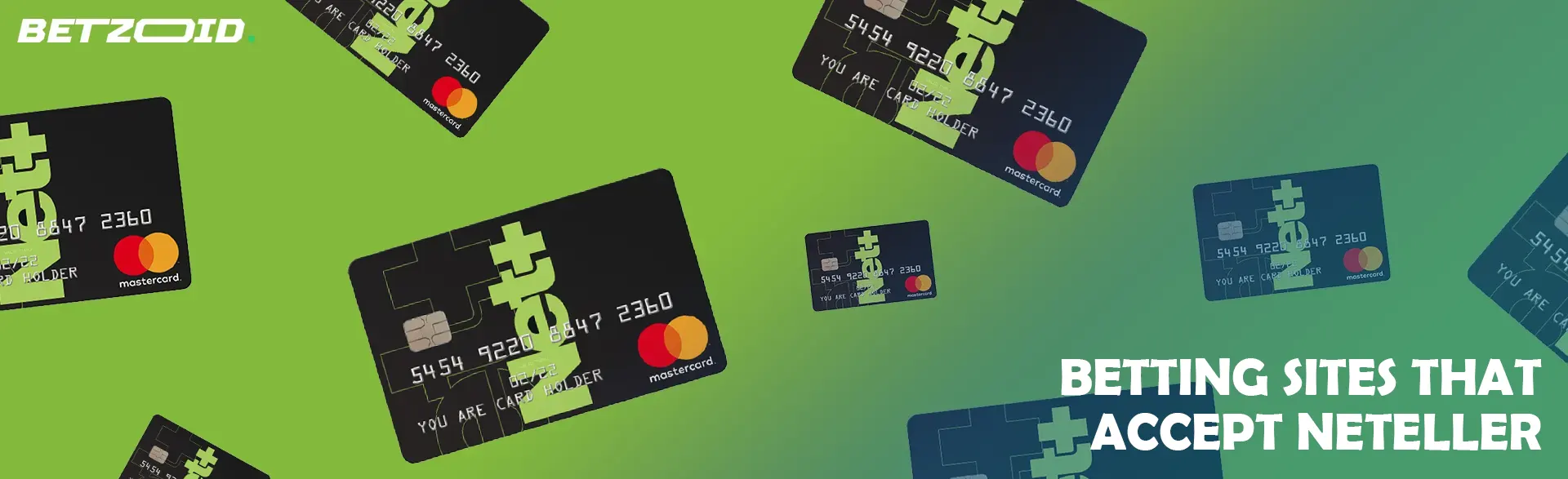 Neteller cards on a green background.