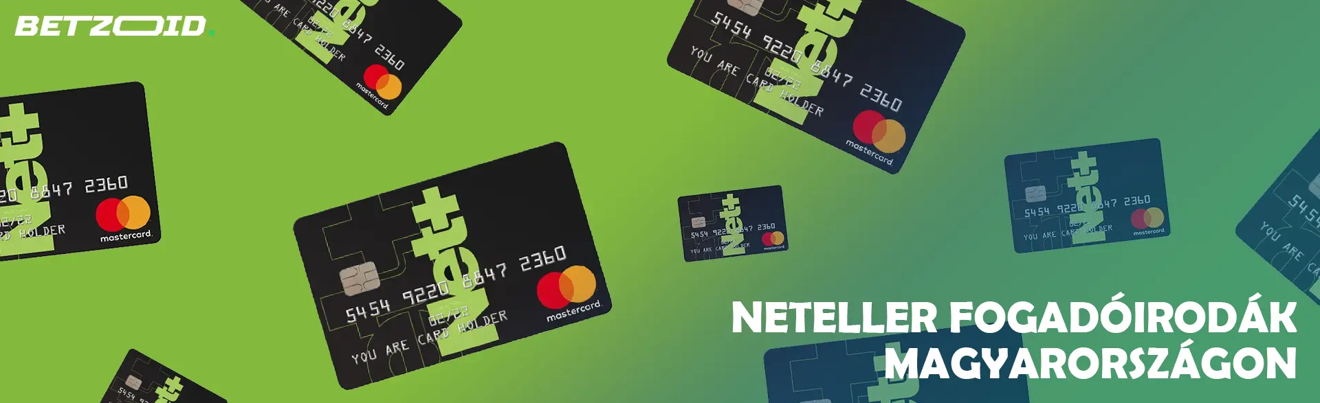 Neteller kártyák zöld háttérrel.