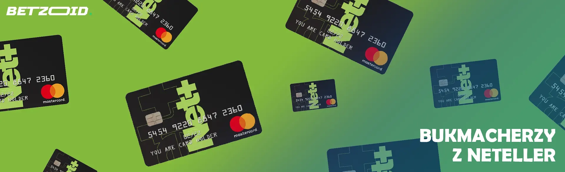 Kilka kart Neteller na zielonym tle.