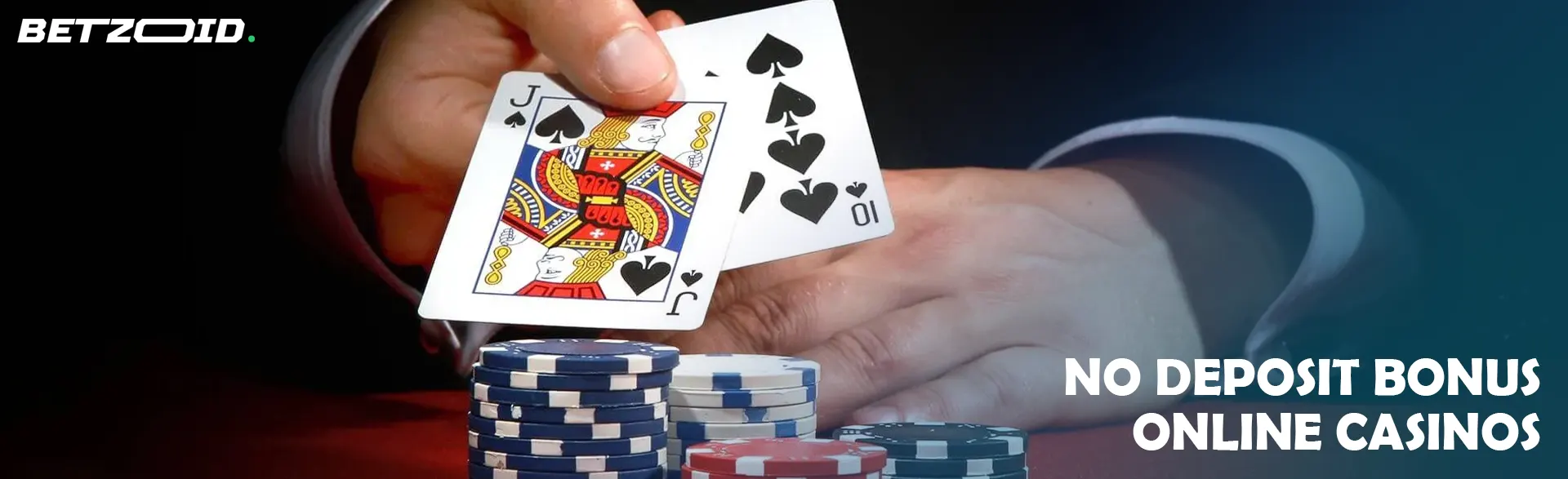 The player shows cards on the background of casino chips.