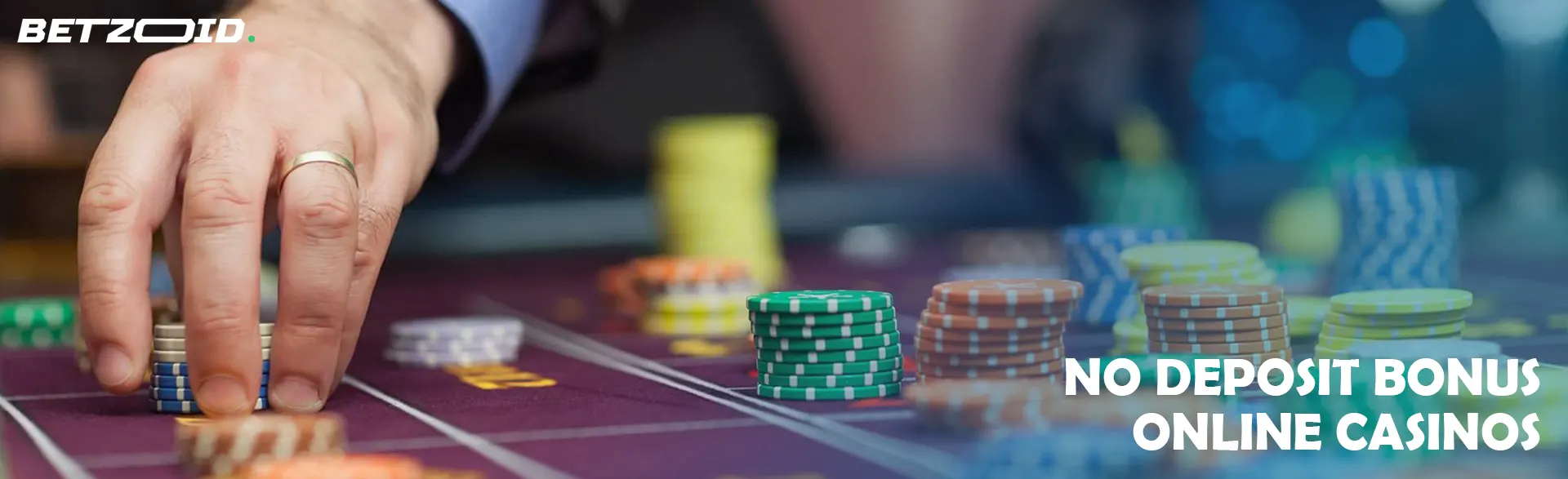 The player places chips on the casino table.