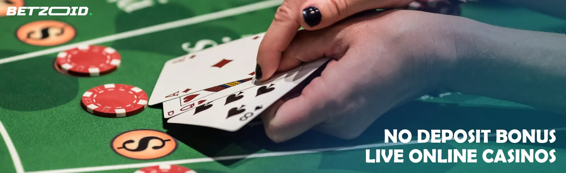 A player holds cards over a casino table.