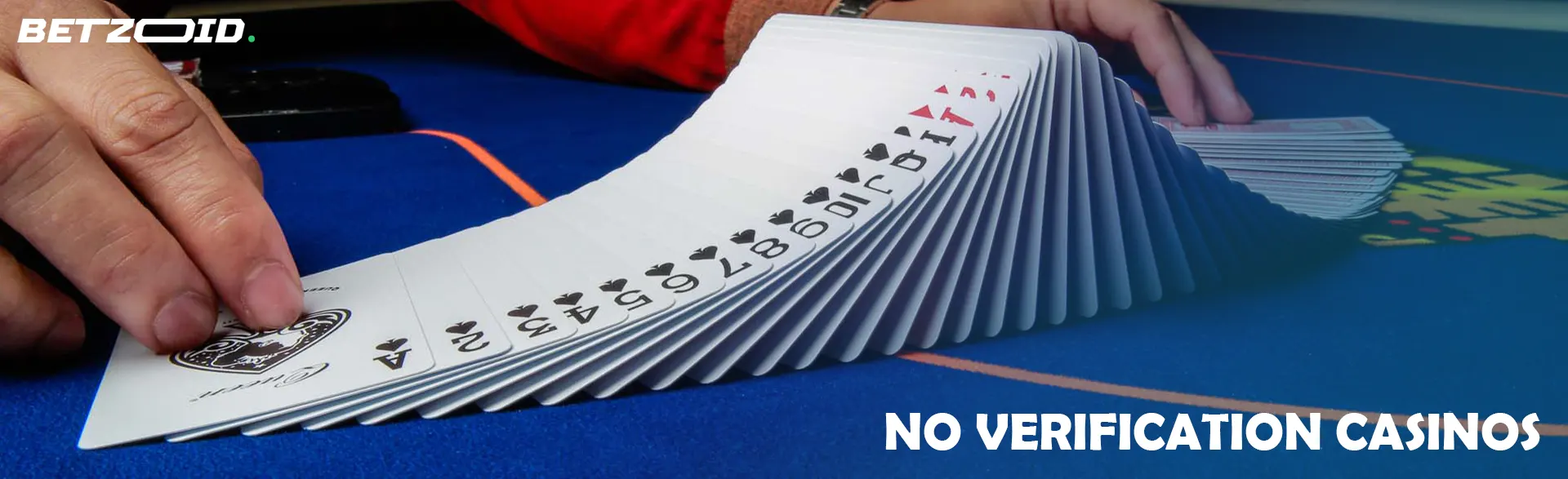 The player laid out a deck of cards on the casino table.