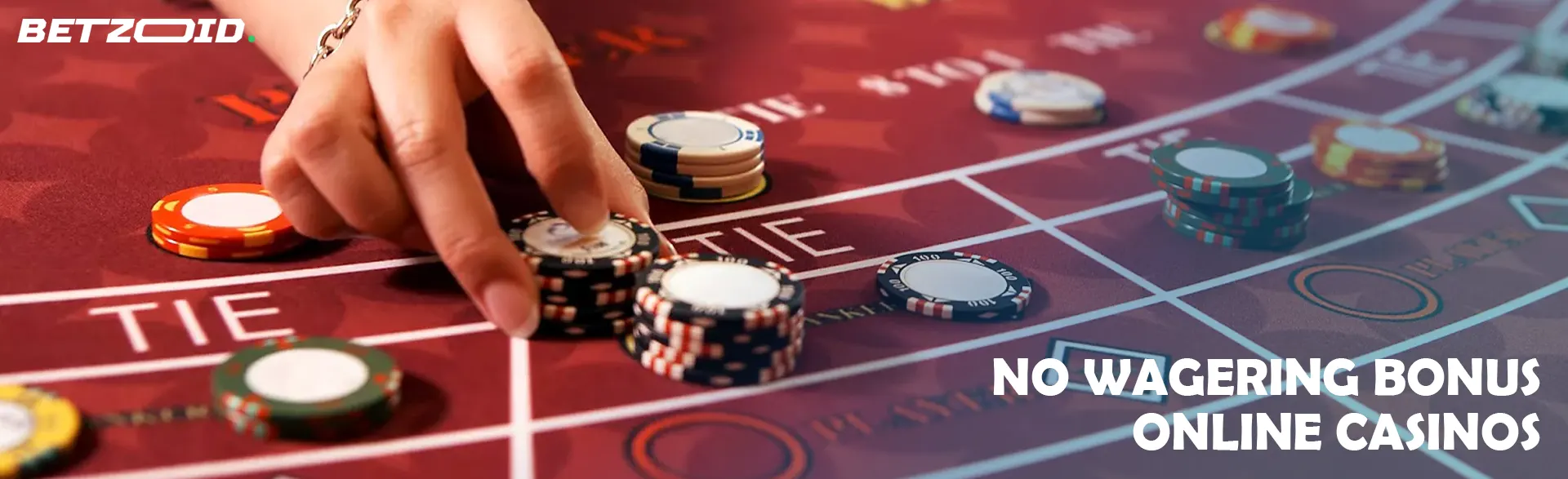The player places chips on the casino table.