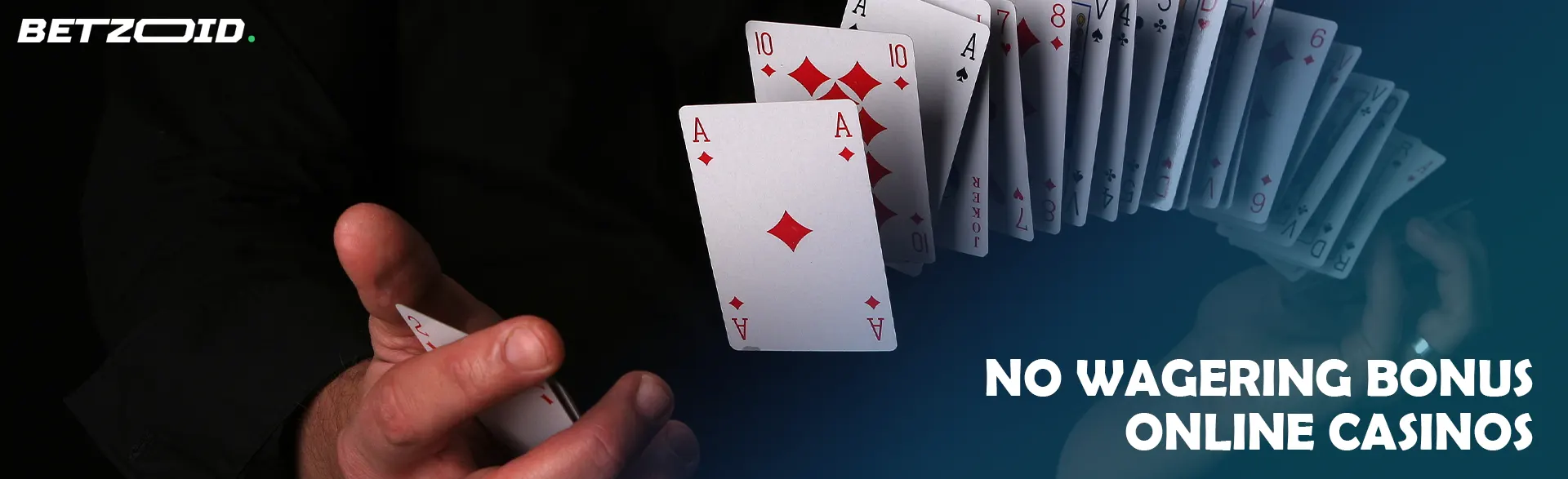 A man shuffles cards in the air.