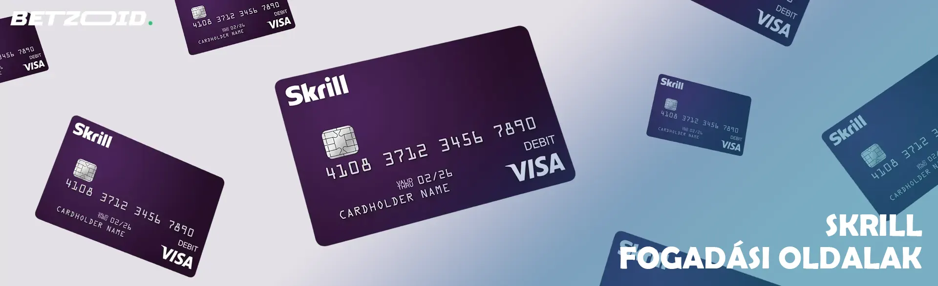 Skrill kártyák világos háttérrel. 