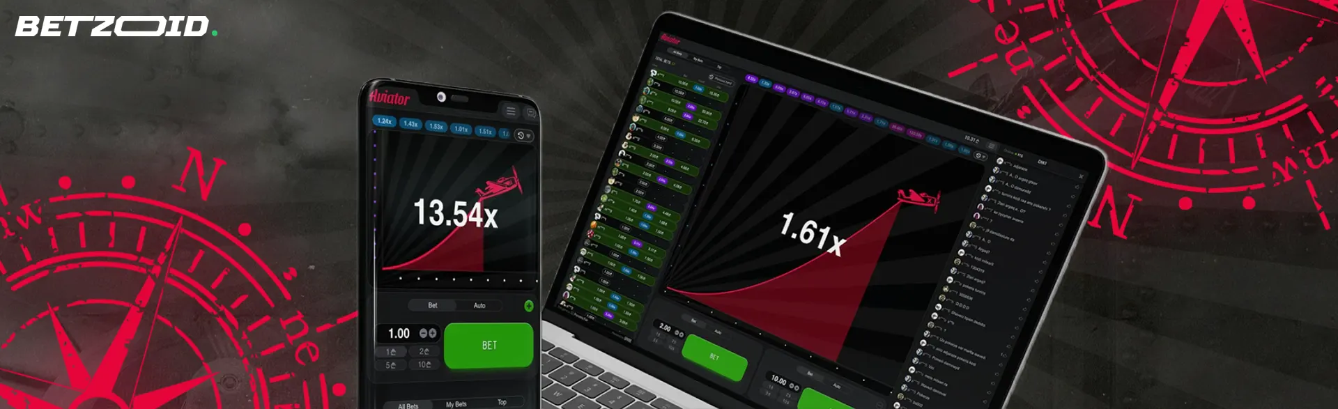 Aviator games on smartphone and tablet.