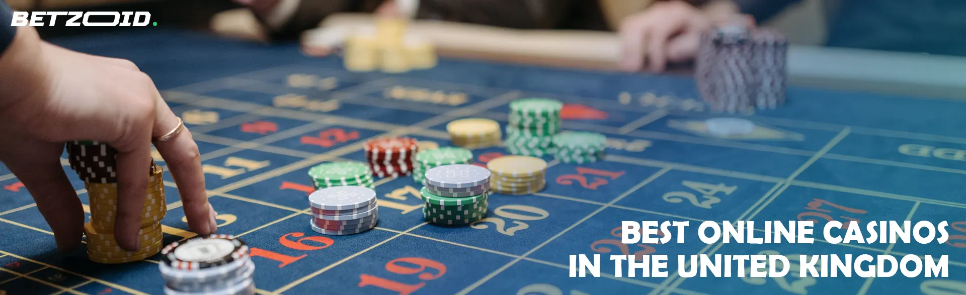 The player places chips on the casino table.
