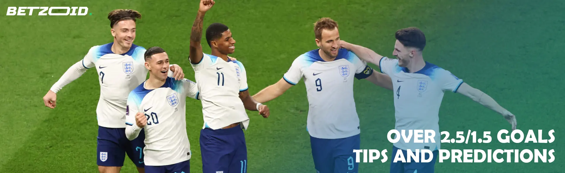 Soccer players celebrating a goal.