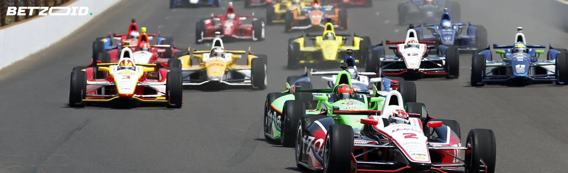 Racing cars on the track during the race.