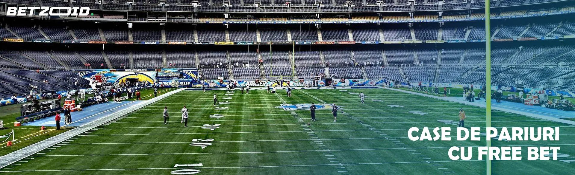 Stadionul de fotbal american este pregătit pentru meci. 