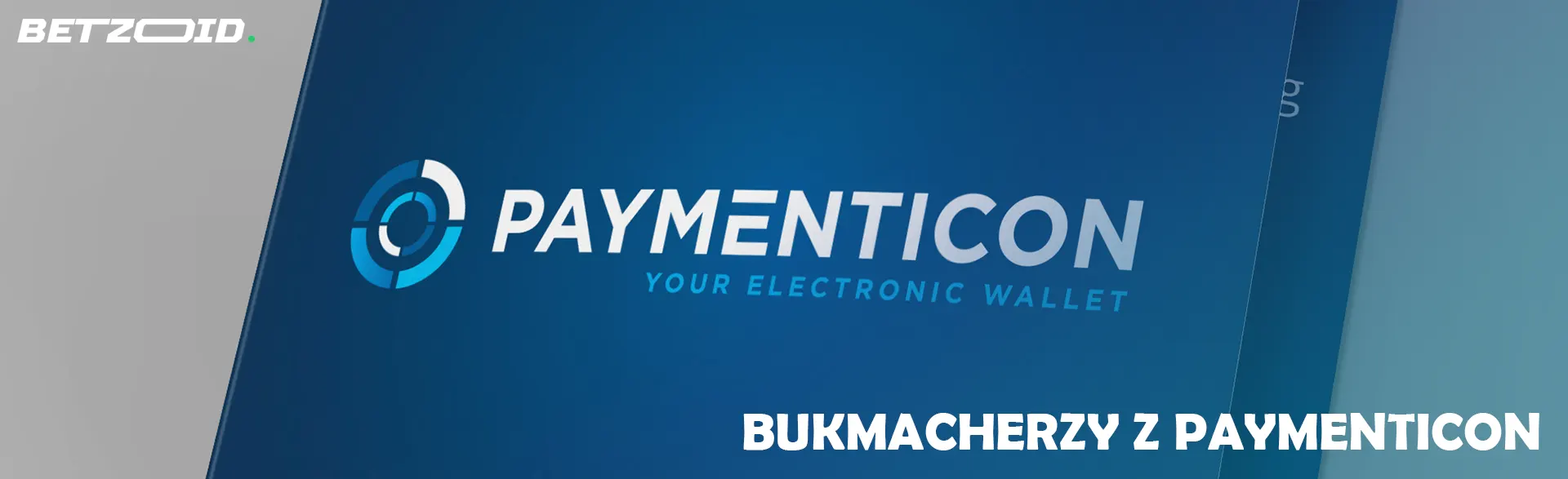Logo Paymenticon na niebieskim tle.