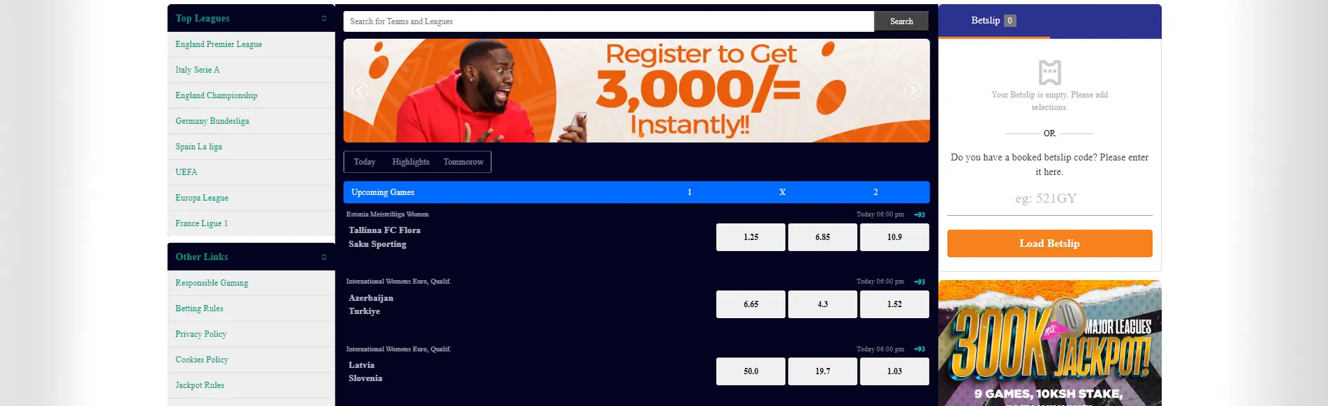 Top odds to win on the PesaBet betting site.