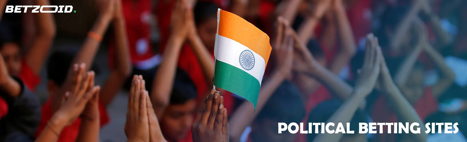 Flag of India on the background of people.