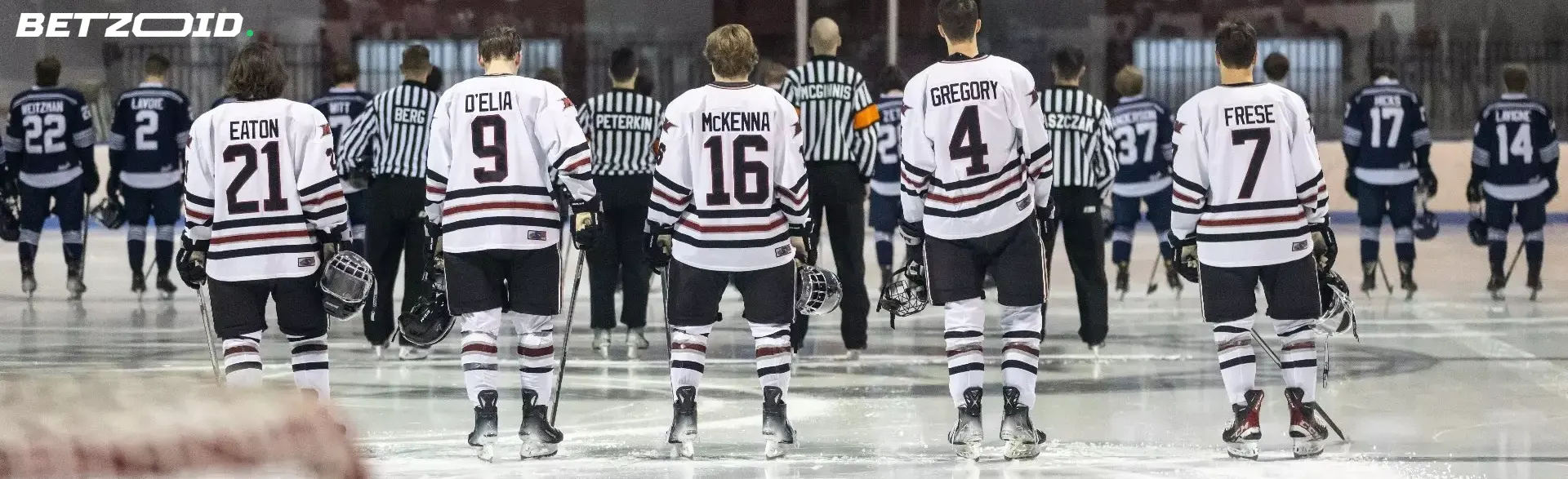 Hockey players on the ice, representing Prince Edward Island sportsbooks.