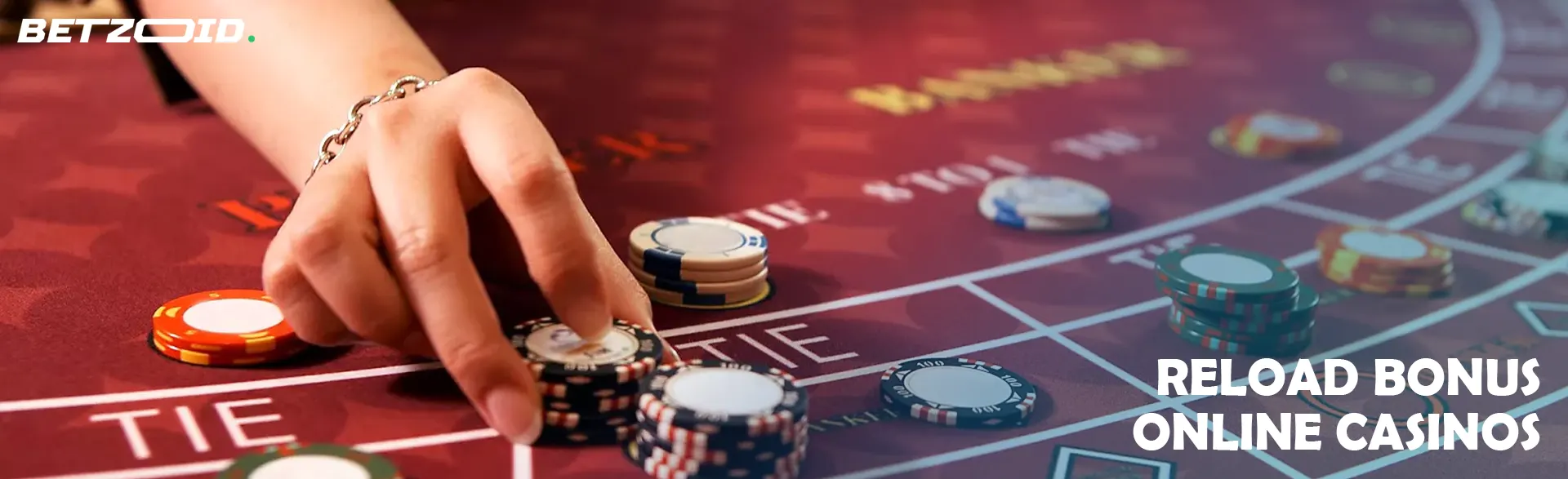 The player places chips on the casino table.