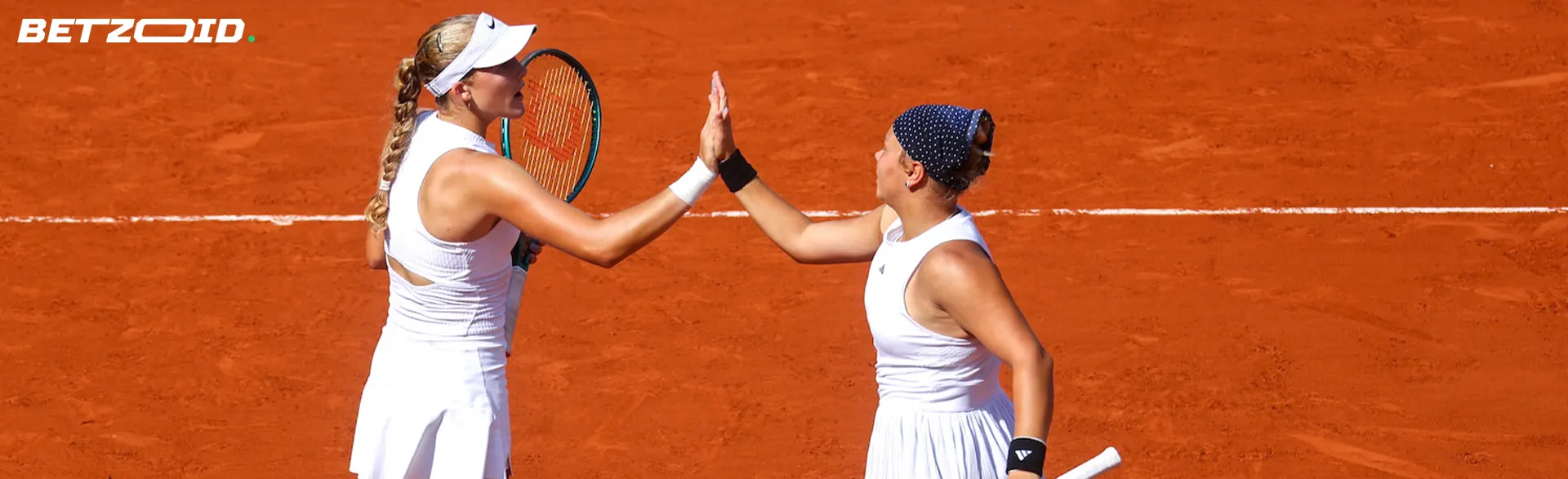 Two tennis players greet each other before the game.
