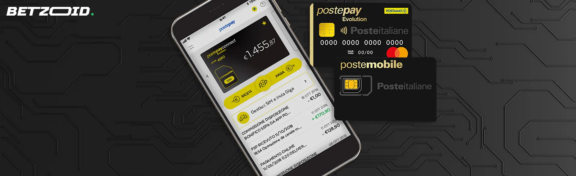 Smartphone con saldo con scommesse Postepay.