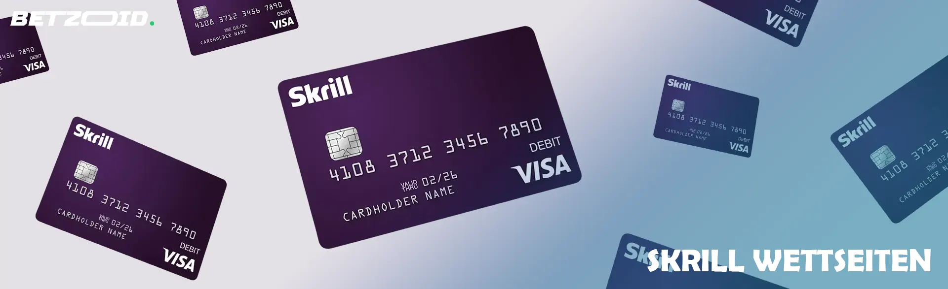 Skrill-Karten auf hellem Hintergrund.