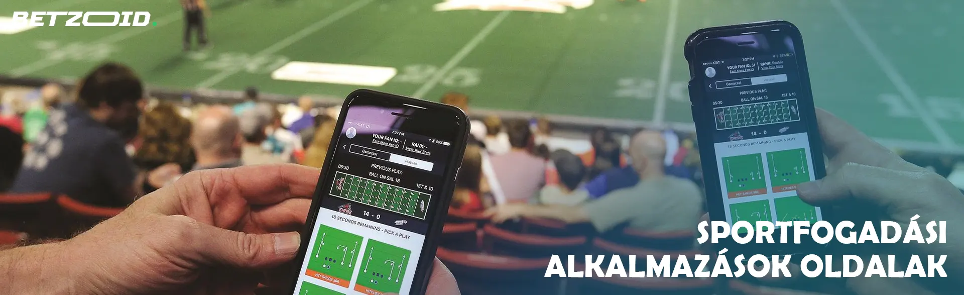 Okostelefonokat tartó emberek ülnek a lelátón.