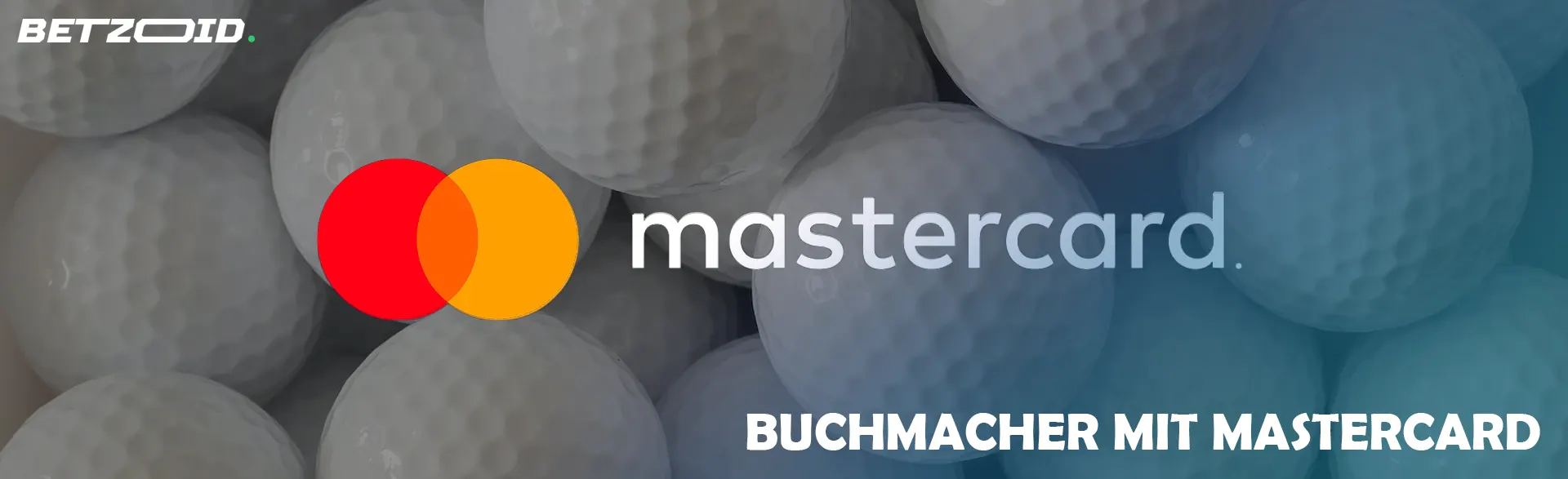 Mastercard-Logo auf einem Hintergrund aus Golfbällen.